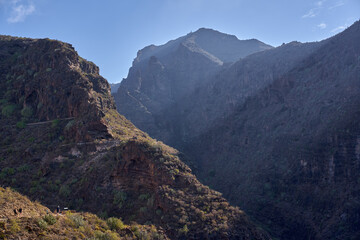 Rugged canyon walls and trail