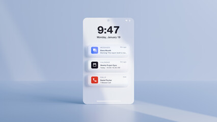 Mobile phone screen with notifications