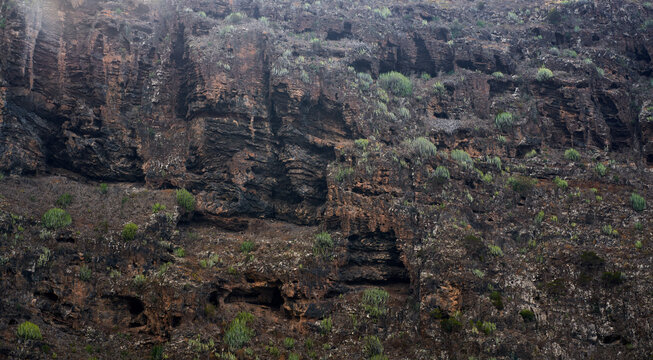 Layered volcanic rock formations
