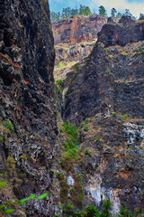 Layered volcanic rock formations