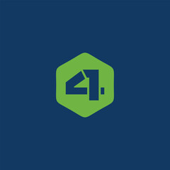 41 Abstract logo design featuring the number four and a hexagonal shape