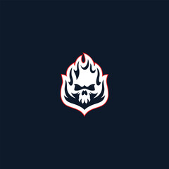 Flaming skull emblem with modern design and striking contrast illustration