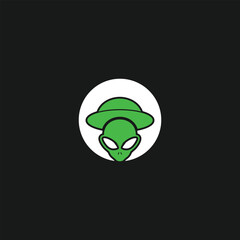 Extraterrestrial visitor in a classic flying saucer, minimalistic design