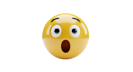 Surprised emoji, a 3d rendering of a shocked and astonished face, conveying amazement and disbelief in digital communication