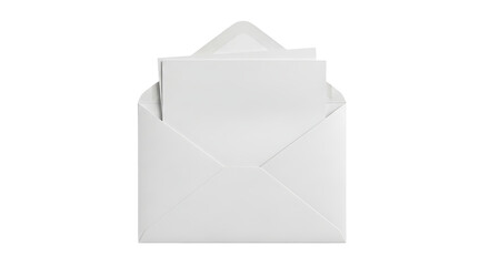 Open white envelope with blank card, perfect for invitations, announcements, or personalized message delivery