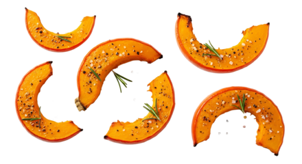 Roasted pumpkin slices with rosemary and salt