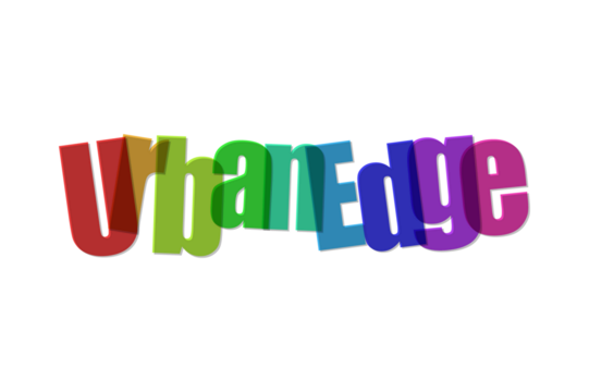Colorful Urban Edge text on black background - Powered by Adobe