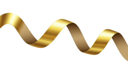 Golden flowing ribbon streamer on a transparent background PNG image PNG file for New Year celebration