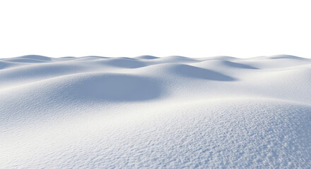  Freshly fallen snow landscape with subtle shadows, winter wonderland terrain on a transparent background, PNG image