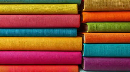 Fototapeta premium Vibrant stack of colorful books creates a visually appealing and educational background, perfect for learning and creative projects.