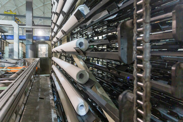 Toilet paper production at a factory.