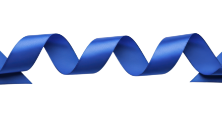  Blue satin wavy ribbon PNG image on a transparent background for celebrations