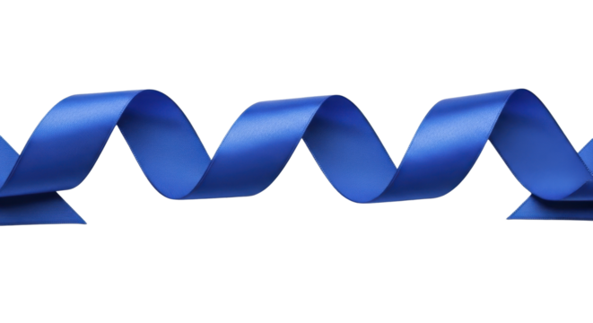  Blue satin wavy ribbon PNG image on a transparent background for celebrations