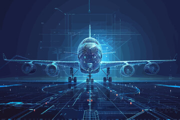 Futuristic 3D Airplane Wireframe Design
