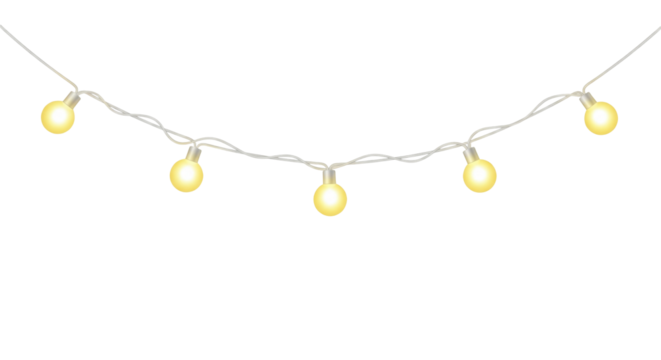  Glowing Yellow Fairy Lights String on a Transparent Background PNG Image Festive New Year Decoration PNG File