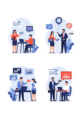 Business meeting and presentation with charts and data analysis.