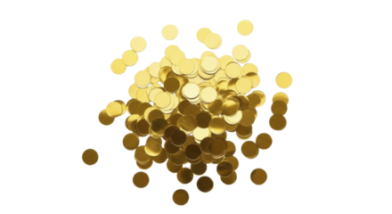  Golden round confetti pile on a transparent background PNG image PNG file for New Year celebration