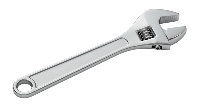 Shiny adjustable wrench, a versatile tool for various tasks, showcasing its functionality and design for mechanical and repair projects - Powered by Adobe