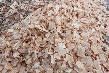 A wood raw material warehouse for paper production.