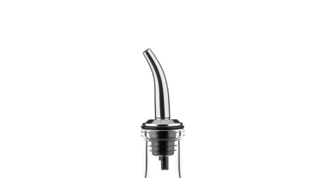 Close up of a stainless steel liquor pourer professional bar equipment for pouring alcohol and other liquids with precision