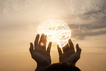 Glowing brain at sunset.