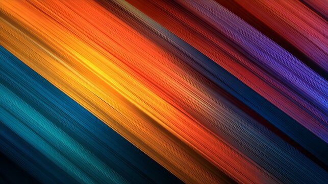 Vibrant abstract background with flowing diagonal lines of rich gradient colors, perfect for modern design projects and dynamic visual presentations.