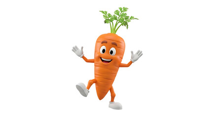 Happy carrot cartoon character, a vibrant and cheerful illustration perfect for promoting healthy eating and childrens content