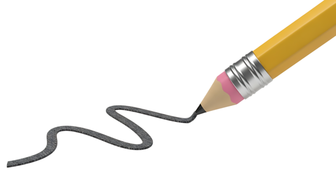 Pencil drawing a wavy line, a tool for writing, sketching, and creating art, perfect for school and office supplies