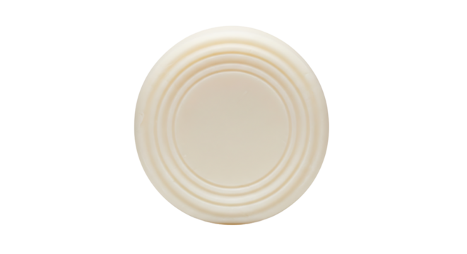 Round bar of soap, perfect for a refreshing bath or shower, promoting cleanliness and hygiene in a minimalist style