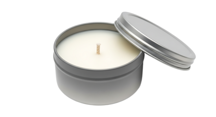 Aromatic soy wax candle in a metal tin with lid, offering a clean and comforting scent for relaxation and ambiance