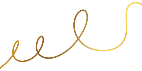 illustration: golden twisted line drawing. elegant shiny curve decoration isolated on white or transparent png