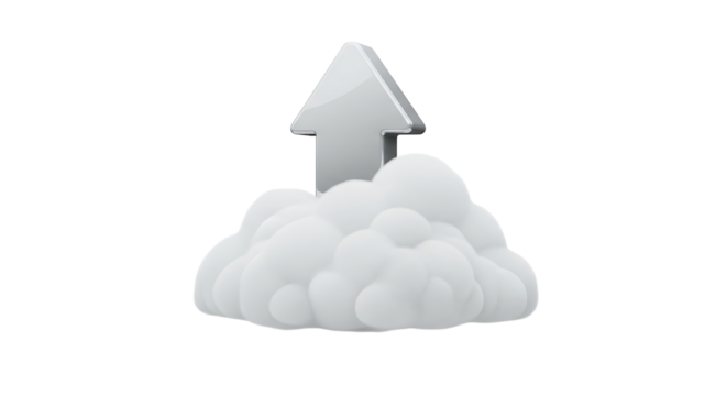 Cloud upload, representing the process of transferring data from a local device to a remote server or network