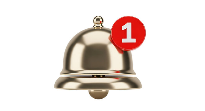 Notification bell with number one, symbolizing alerts, reminders, and updates for social media and application interfaces