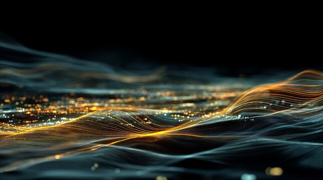 Dynamic abstract data streams glow with vibrant energy, visualizing futuristic technology and complex global networks