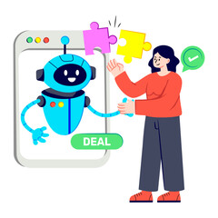 Trendy design illustration of ai problem solving