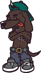 DOG MASCOT WITH HAT AND CHAIN