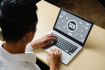 SEO search engine optimization for modish e-commerce and online retail business showing on computer screen