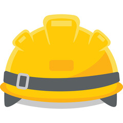 Yellow Hard Hat With Black Band And Silver Buckle On Transparent Background Safety Equipment For Construction Workers And Industrial Use