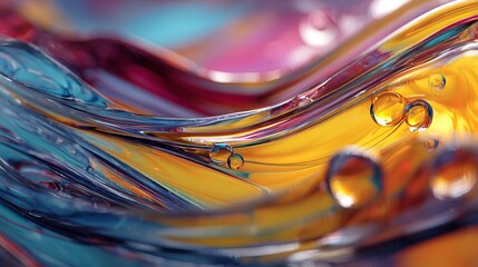 Vibrant liquid waves with mesmerizing color gradients and ethereal bubbles, creating a dynamic, abstract visual for modern design projects