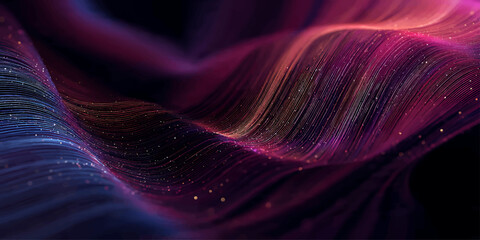 Abstract purple background with light, smoke, and a smooth fractal wave pattern design