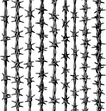 Seamless pattern of barbed wire strands Keywords: barbed wire, fence, security, protection