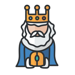 King Melchior. Three Kings. Christmas. Profile user, person. People icon. Isolated vector illustration