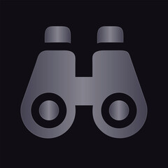 Silver binoculars icon on dark background optics vision