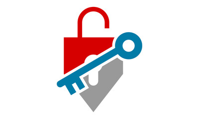 padlock key icon logo design