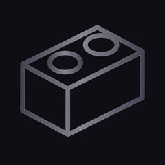 Silver building block icon on dark background construction