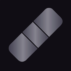 Silver Eraser Icon with Three Segments on Dark Background Keywords: eraser, rubber, stationery
