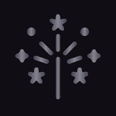 Silver firework icon on dark background celebration