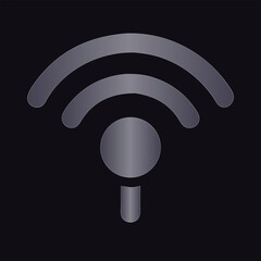 Silver Wi- Fi Signal Icon on Dark Background Keywords: wifi, signal, wireless, internet, network