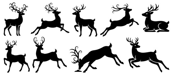 Deer silhouette. Christmas reindeer