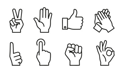 Hands line icons